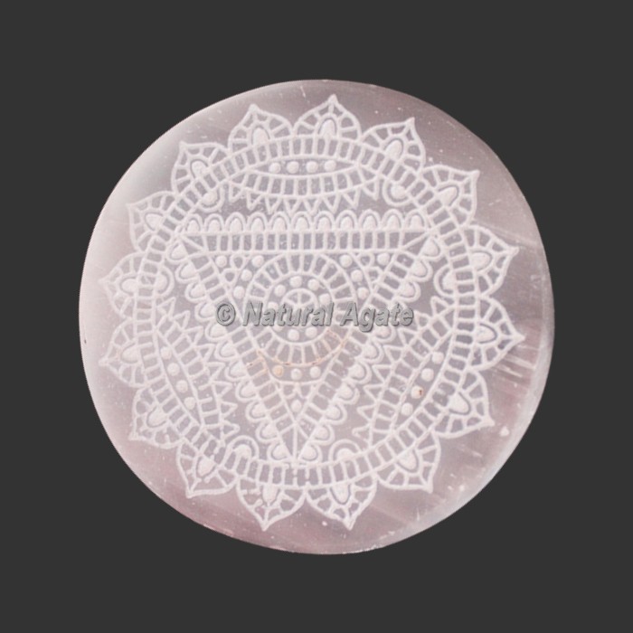 Engraved Selenite Coasters | Selenite Plates